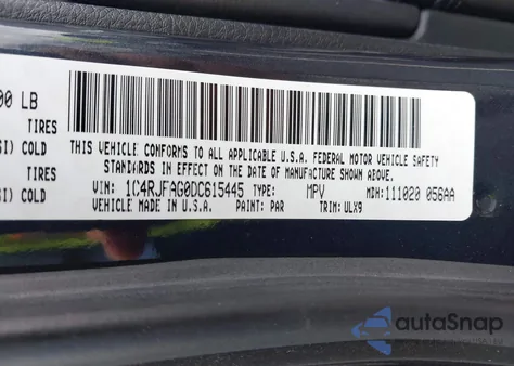 2013 Jeep Grand Cherokee Laredo из США, поврежденный, VIN 1C4RJFAG0DC615445